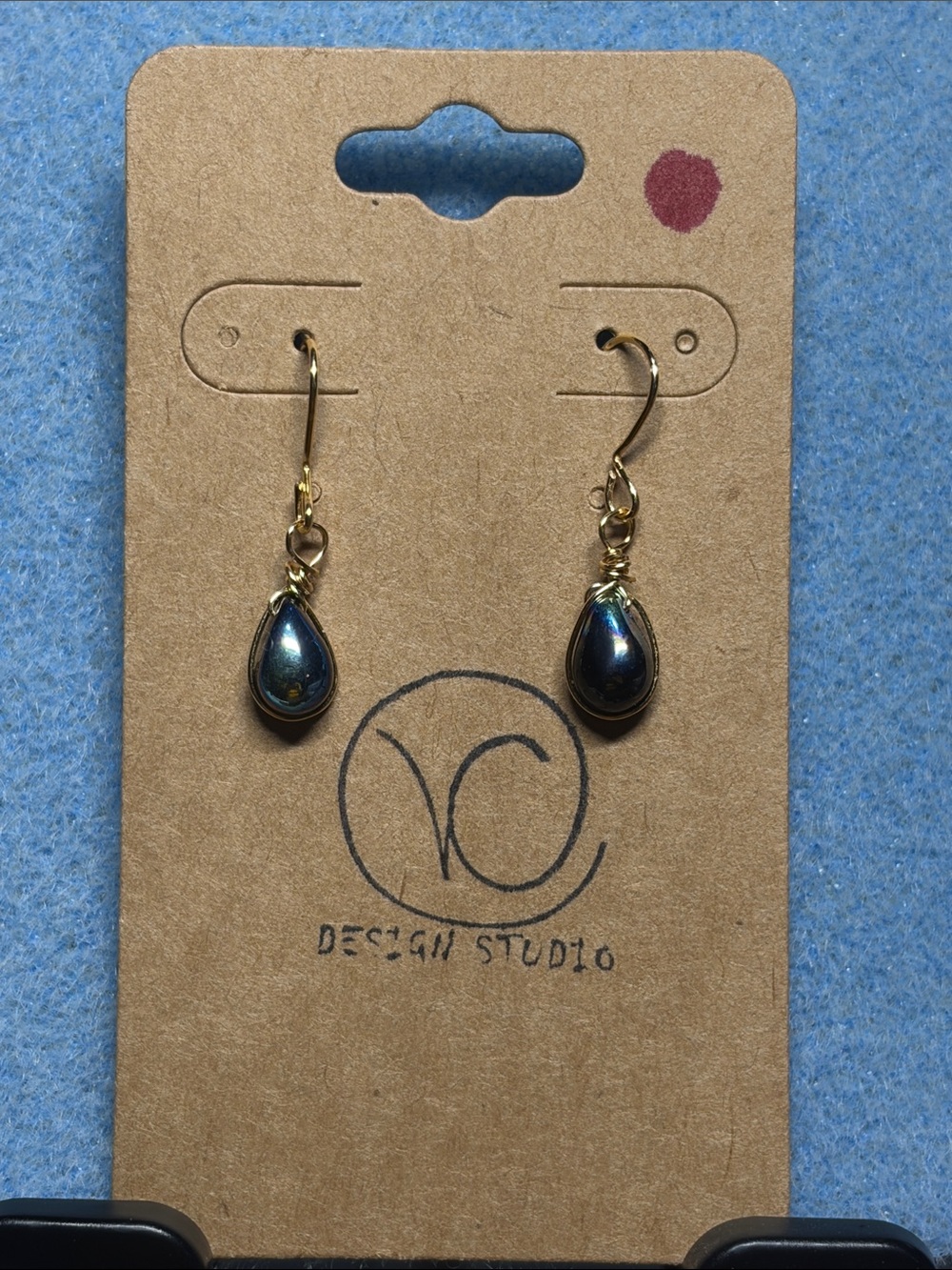 Gold Teardrop Iridescent Earrings